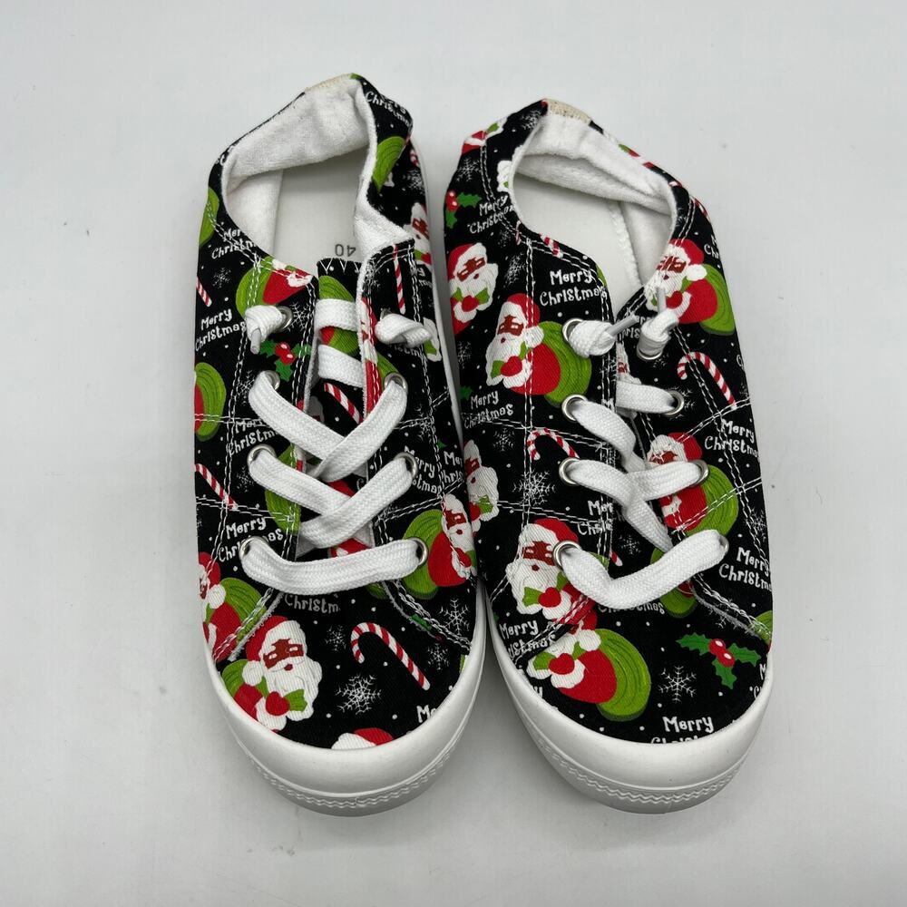 Women's Christmas Santa Shoes Lace Up Fashion Canvas Sneakers Size 9US / 40CN